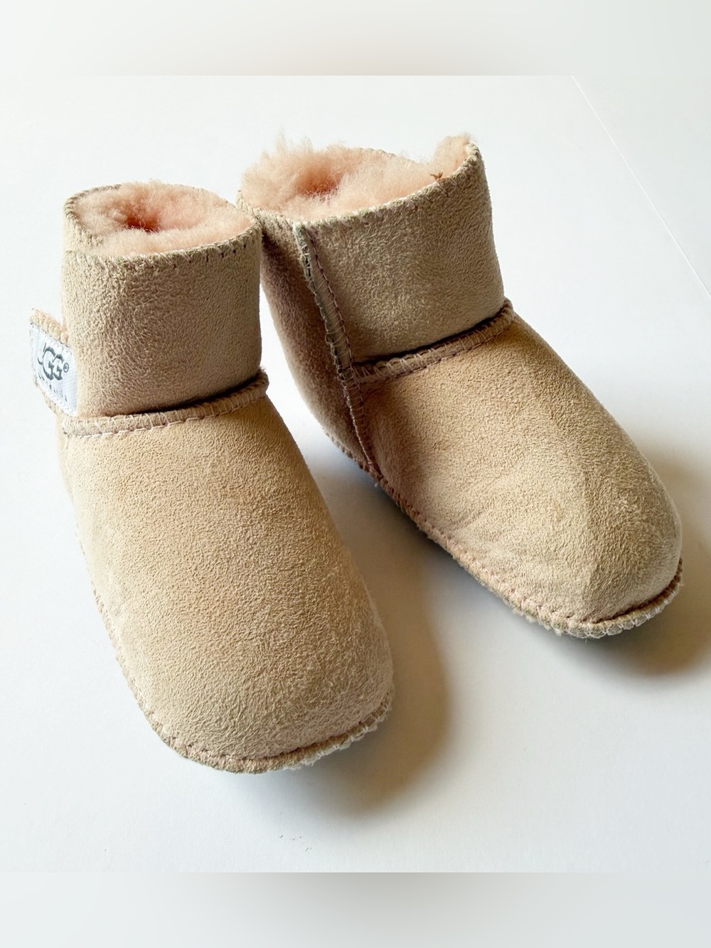 UGG Baby Suede Sheepskin Lined Booties - Light Pink Medium